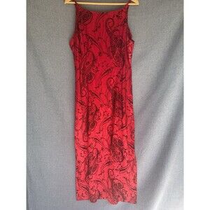 Vtg All Jazz Sz 13/14 Lg Red Paisley‎ Maxi Dress Fairy Grunge 90s Y2K Romantic